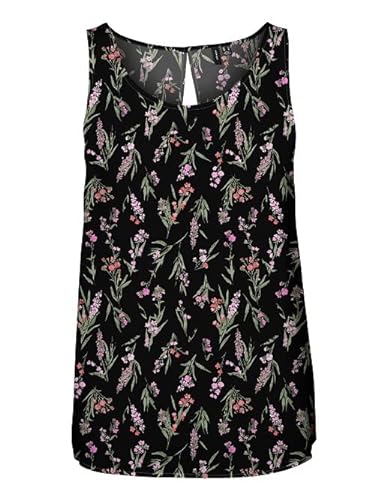 VERO MODA Women's VMEASY SL Tank R1 WVN GA Top, Black/AOP: Mila, XS, czarny/Aop:mila, XS