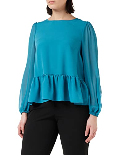 French Connection Damska bluzka z krepy jasnej żorżety z Peplum Top, Mozaika Niebieska, M, błękitna mozaika, M