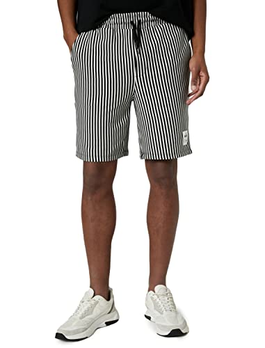 Koton Męskie szorty bermudy z nadrukiem z kieszeniami, Black Stripe (04 m), S