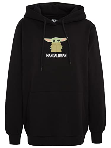 Recovered Damska bluza z kapturem Star Wars The Mandalorian Baby Yoda Black Womens by XL, czarny, XL