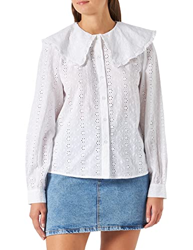 Springfield Damska koszula Blusa De Manga Larga Bordado Suizo, biały, 40 PL