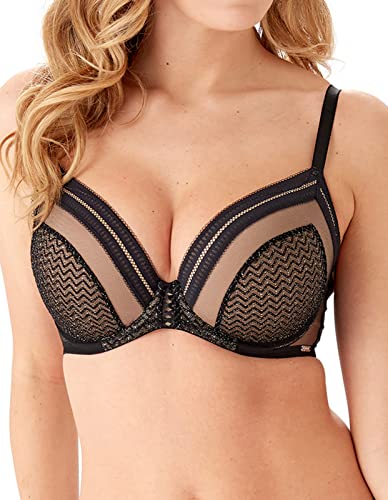 Gossard Damski biustonosz Contradiction wyściełany plunge, Czarny/Srebrny, 85D