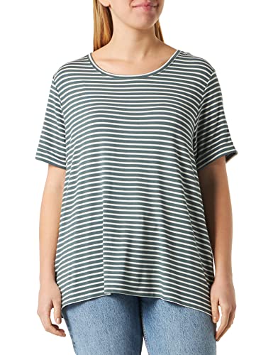ONLY Carnanna SS Fold Up Tee JRS Noos T-Shirt damski, Cloud Dancer/Stripes:balsam Green, 42/44
