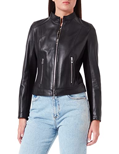 HUGO Damska kurtka skórzana Lanore Black1, nie specified