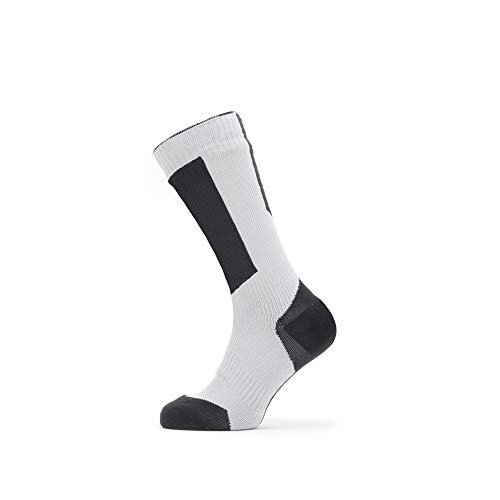 SEALSKINZ Unisex wodoodporna zimna pogoda średniej długości skarpety z Hydrostop - szary/czarny/żółty, X-Large