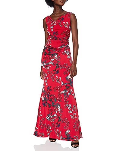 Gina Bacconi Damska sukienka koktajlowa w kwiaty maxi, czerwony, 44 PL