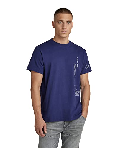 G-STAR RAW Męski T-shirt Multi Graphic Loose R T, Niebieski (Ballpen Blue C336-1822), L