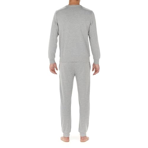 Hom Bluza sportowa z okrągłym dekoltem, Lounge Top Pijama Męska, Szary, XXL