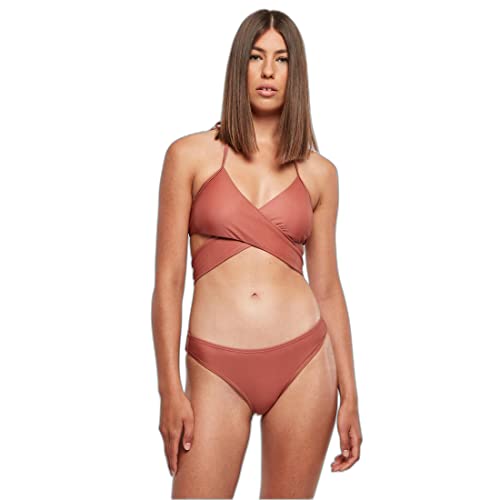Urban Classics Damskie bikini, dwuczęściowy damski kostium kąpielowy z wyrafinowanym wiązanym topem, rozmiary XS-XL, Terracotta, S