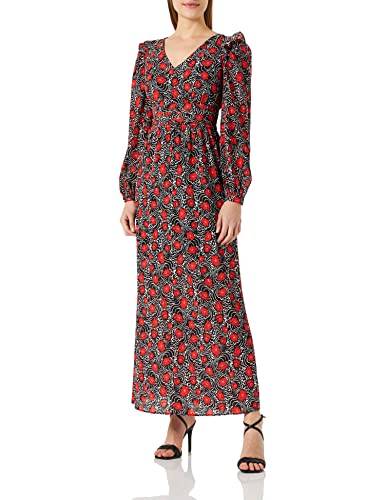 Naf Naf R2 Sukienka, Biurowa Czarna/Czerwona, 34 Kobiety, Biuro czarny/czerwony, 32