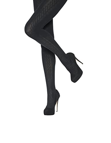 Charnos Damskie bawełniane rajstopy w jodełkę, Czarny, M-L