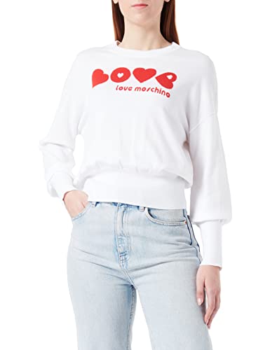 Love Moschino Damski sweter z okrągłym dekoltem, biały (Optical White), rozmiar 44, optical white, 44