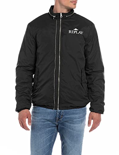 Replay Kurtka męska z zamkiem błyskawicznym, 098 BLACK, L