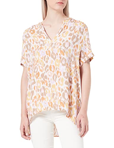 Vila Damski t-shirt z dekoltem w serek S/S TOP/SU T-Shirt, Cloud Dancer/AOP: Leo, 38