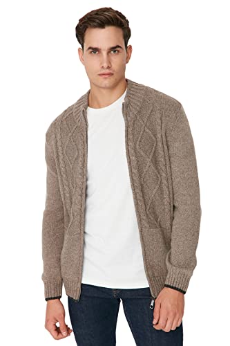 Trendyol Antracyt, męska kurtka z dzianiny, Norka, XL