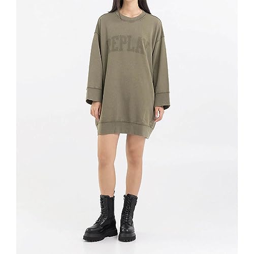 Replay Damska bluza oversize, 234 Dark Olive, XXS