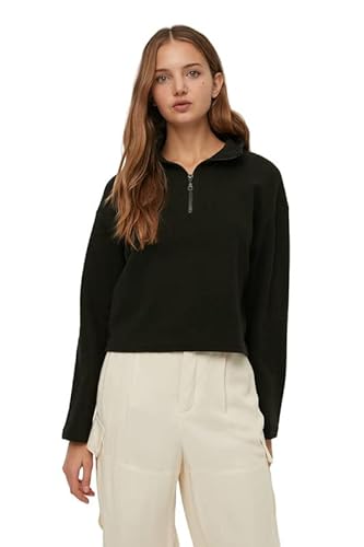Trendyol Damska bluza ze stójką, zwykła, czarna, XS, Czarny