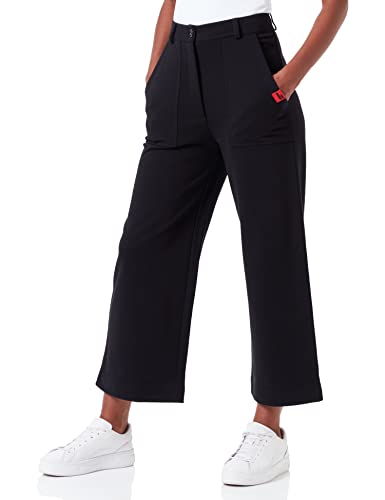 Love Moschino Damskie spodnie Regular Fit Personalized Withlogo Rubber Label Casual Pants, Schwarz, 42