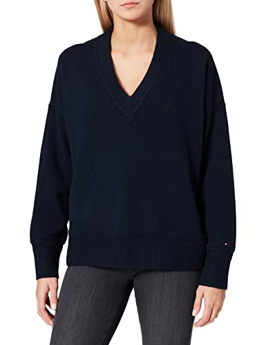 Tommy Hilfiger Wool Blend V-NK sweter damski, Desert Sky, M