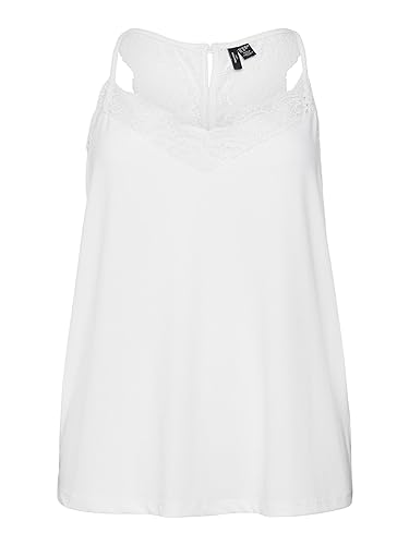 VERO MODA Curve VMANA S/L Koronkowa Top GA Curve T-Shirt, Snow White, XL-52/54 dla kobiet