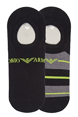 Emporio Armani Skarpety męskie, 2-pak, Czarny/w paski, antracyt, rozmiar uniwersalny