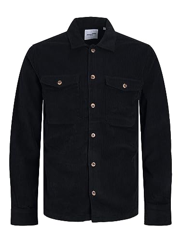 Bestseller A/S Męska koszula JJEDALLAS Corduroy LS SN, czarna, M, czarny, M