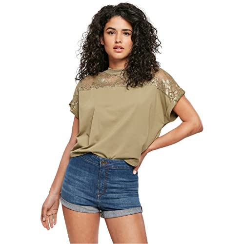 Urban Classics Ladies Short Oversized Koronkowa Koszulka Damska, Khaki, S