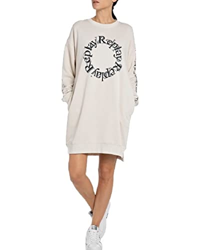 Replay Damska sukienka W9740B.000.22738, luźna sukienka, 412 ciepłe masło