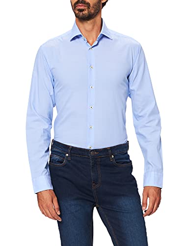 Seidensticker Męska koszula Langarm Chambray Regular Fit, Hellblau, S/4XL