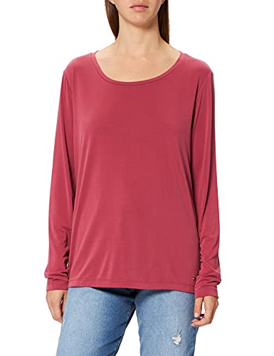 Tommy Hilfiger Damska koszulka Regular Open-nk Top Ls, Mglisty czerwony, M