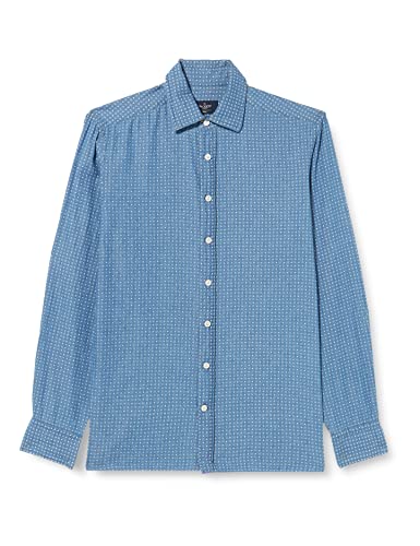 Hackett London Męska koszula z nadrukiem Indigo Print Button Down Shirt, XXL