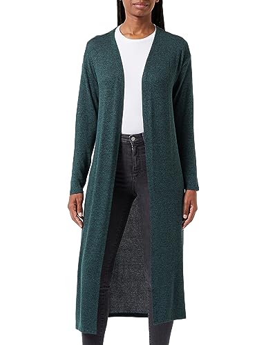 VERO MODA Damski sweter z dzianiny VMBRIANNA LS Open Calf Cardigan Boo, Dark Forest/Detail:w. Black Melange, L