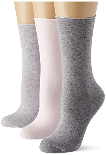 Calvin Klein Damskie skarpety Classic Sock Calvin Klein Roll Top Women's Crew Socks 3 Pack, Rosa, rozmiar uniwersalny