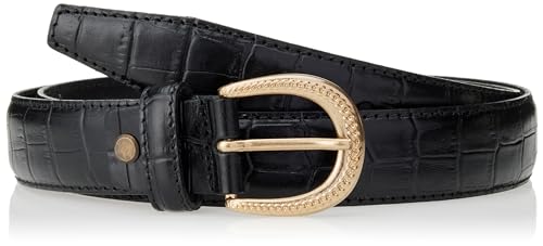 LANCASTER Ceinture Cuir Croco F Pasek damski, Noir_c100, 100