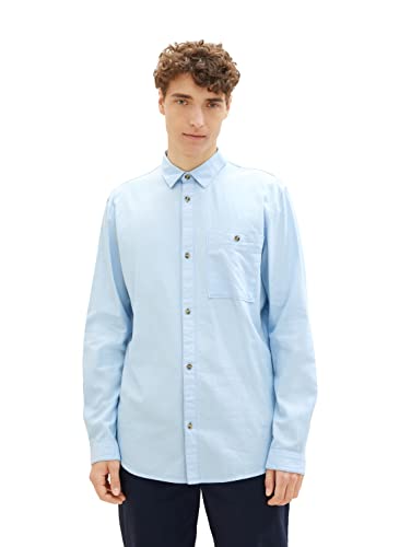 TOM TAILOR Denimowa męska koszula typu twill o regularnym kroju, wykonana z bawełny, 32345-środkowa niebieska mini jodełka, L