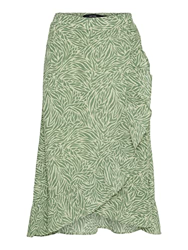 VERO MODA Damska spódnica Vmsara Gunna Hw Calf Skirt WVN, Reseda/Aop: sara, L
