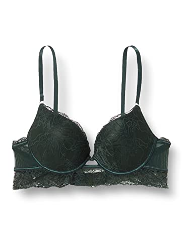 women'secret Damski wspaniały biustonosz push up tiul flokowany czarny, 34D, Czarny, 75D