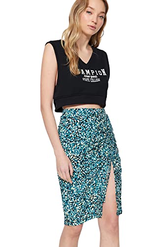 Trendyol Damska spódnica midi ołówkowa slim fit dzianinowa, ZIELONY, XL