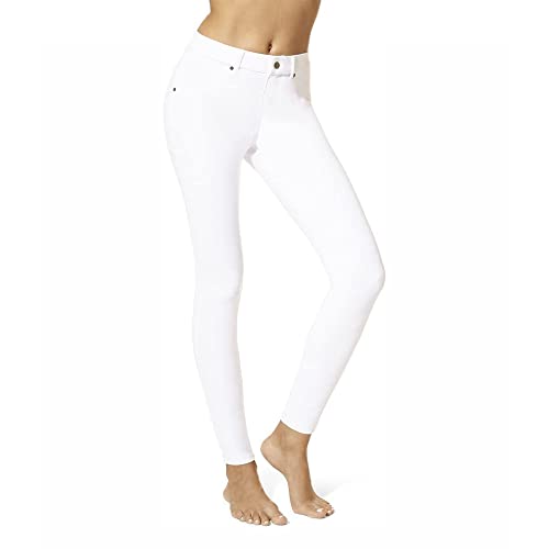HUE Damskie legginsy dżinsowe Essential Jean, różne wyroby pończosznicze, biały, XS