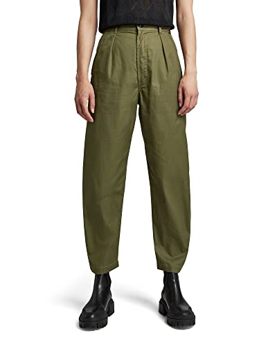 G-STAR RAW Damskie spodnie Chino Pleated High Waist, Green (Shadow Olive D194-b230), 27W