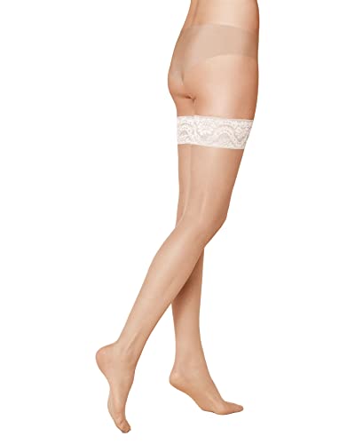 KUNERT Damskie pończochy samonośne, Cashm-kość słoniowa, Large