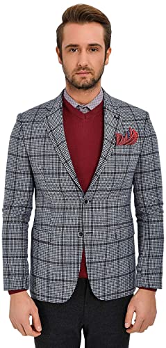 Bonamaison Kurtka męska w kratkę, Comfort Fit 6 Drop Business Suit Jacket, granatowa, standardowa