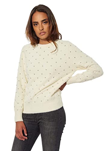 Kaporal Sweter damski-Model Ognisty Kolor Czarny-Rozmiar, Biały Offwhi, M