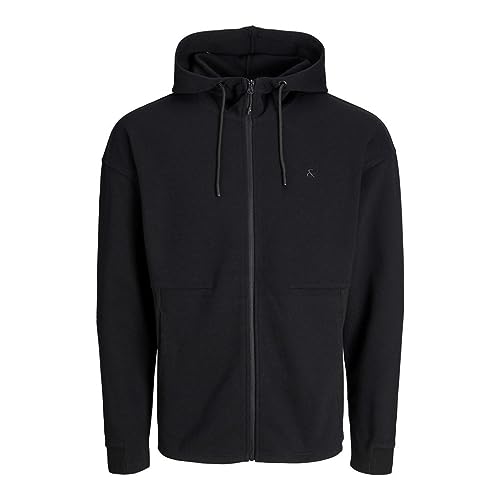 Bestseller A/S Męska kurtka JJEJAX Sweat Zip Hood NOOS z kapturem, czarna, XL, czarny