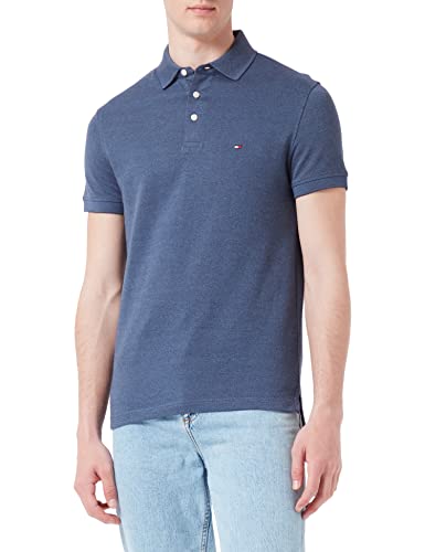 Tommy Hilfiger Męska koszulka polo z końcówkami Mouline Slim, Zgasłe indygo, XS