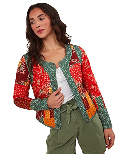 Joe Browns Damska kurtka przejściowa, kontrastowy kwiatowy nadruk, pikowana, przycięta, wielokolorowa, 18, multi, 44