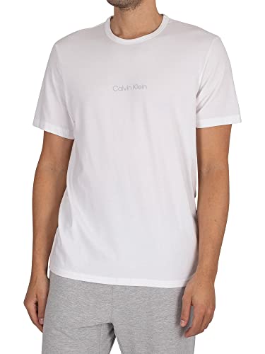 Calvin Klein Koszulka męska z krótkim rękawem okrągły dekolt, biały, XL