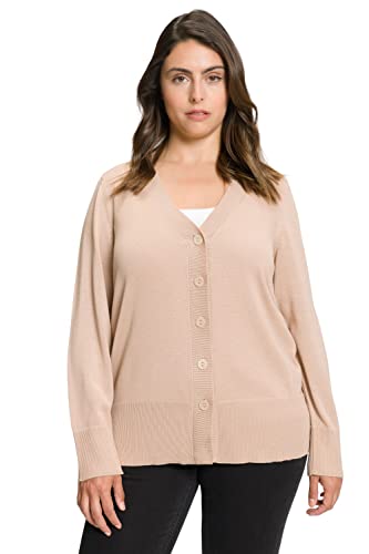 Ulla Popken Kardigany damskie z guzikami, beżowy, 46/48