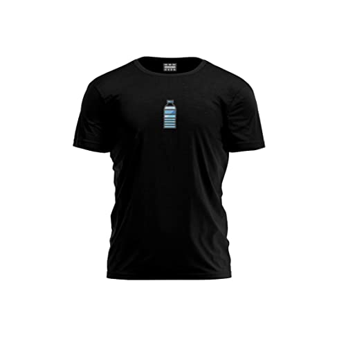 Bona Basics, Męski T-shirt z cyfrowym nadrukiem,% 100 bawełna, czarny, na co dzień, męskie topy, rozmiar: S, czarny, S