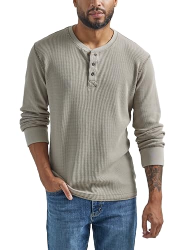 Wrangler Authentics Męska koszula Henleyz długim rękawem i długim rękawem, Kamień pumeksowy, XL